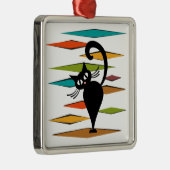 ミッドセンチュリーブラックキャットデザイン メタルオーナメント (右)