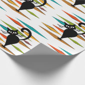 ミッドセンチュリーブラックキャットデザイン ラッピングペーパー (角)