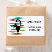 ミッドセンチュリーブラックキャットデザイン ラベル