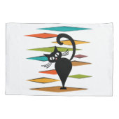 ミッドセンチュリーブラックキャットデザイン 枕カバー (裏面)