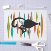 ミッドセンチュリーブラックキャットデザイン 薄葉紙 (クラフト)