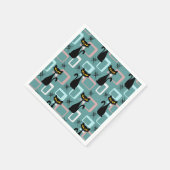 ミッドセンチュリーブラックキャットパターン スタンダードカクテルナプキン (角)