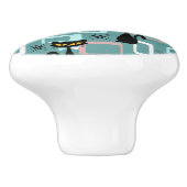 ミッドセンチュリーブラックキャットパターン セラミックノブ (側面)