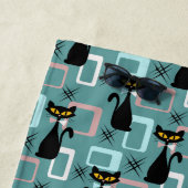 ミッドセンチュリーブラックキャットパターン ビーチタオル (インサイチュ)