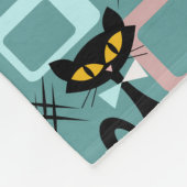 ミッドセンチュリーブラックキャットパターン フリースブランケット (角)