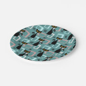 ミッドセンチュリーブラックキャットパターン ペーパープレート (アングル)