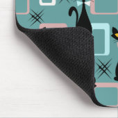 ミッドセンチュリーブラックキャットパターン マウスパッド (コーナー)