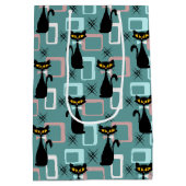 ミッドセンチュリーブラックキャットパターン ミディアムペーパーバッグ (裏面)