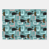 ミッドセンチュリーブラックキャットパターン ラッピングペーパーシート (正面2)