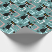 ミッドセンチュリーブラックキャットパターン ラッピングペーパー (角)