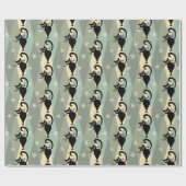 ミッドセンチュリーブラックキャットパターン ラッピングペーパー (フラット)