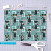 ミッドセンチュリーブラックキャットパターン 薄葉紙 (クラフト)