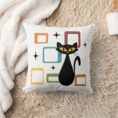 ミッドセンチュリーブラックキャット クッション (ブランケット)