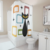 ミッドセンチュリーブラックキャット シャワーカーテン (インサイチュ)
