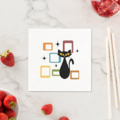 ミッドセンチュリーブラックキャット スタンダードカクテルナプキン (インサイチュ)