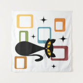 ミッドセンチュリーブラックキャット タペストリー (正面(横))