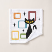 ミッドセンチュリーブラックキャット バスタオルセット (ウォッシュタオル)