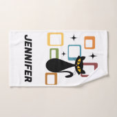 ミッドセンチュリーブラックキャット バスタオルセット (ハンドタオル)