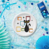 ミッドセンチュリーブラックキャット ペーパープレート (パーティー)