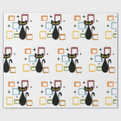 ミッドセンチュリーブラックキャット ラッピングペーパー (フラット)