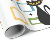 ミッドセンチュリーブラックキャット ラッピングペーパー (ロールコーナー)