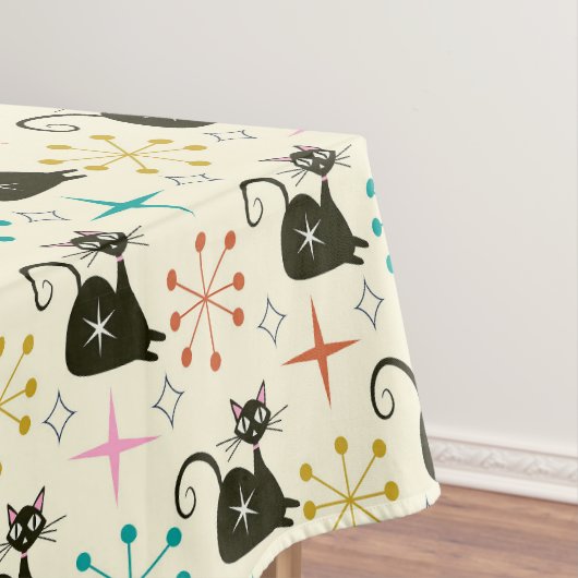 ミッドセンチュリーブラックスターバスト猫 テーブルクロス (インサイチュ)