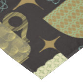 ミッドセンチュリーブラックティーカップパターン テーブルクロス (アングル)