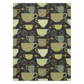 ミッドセンチュリーブラックティーカップパターン テーブルクロス (正面)