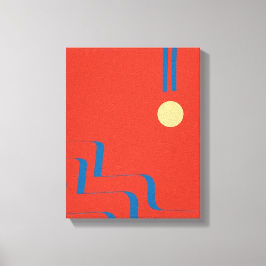 ミッドセンチュリーブルーライン、アートオブライン、アート抽象芸術 キャンバスプリント (正面)