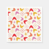 ミッドセンチュリーブーメランとカラフルスターバスト スタンダードカクテルナプキン (正面)