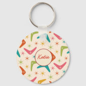 ミッドセンチュリーブーメランとレトロスターバスト名 キーホルダー (正面)