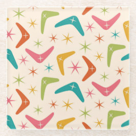 ミッドセンチュリーブーメランとレトロスターバスト ガラスコースター