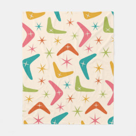 ミッドセンチュリーブーメランとレトロスターバスト フリースブランケット