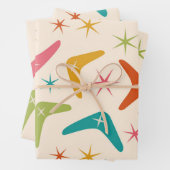 ミッドセンチュリーブーメランとレトロスターバスト ラッピングペーパーシート (インサイチュ)