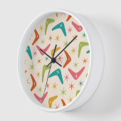 ミッドセンチュリーブーメランとレトロスターバスト 壁時計 (傾斜)