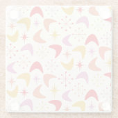 ミッドセンチュリーブーメランと原子カラフル星 ガラスコースター (裏面)