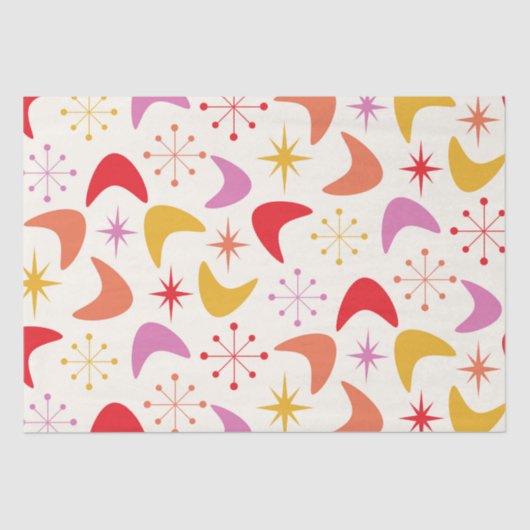 ミッドセンチュリーブーメランと原子カラフル星 薄葉紙 (正面)