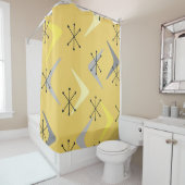 ミッドセンチュリーブーメランズスターバストイエロー シャワーカーテン (インサイチュ)