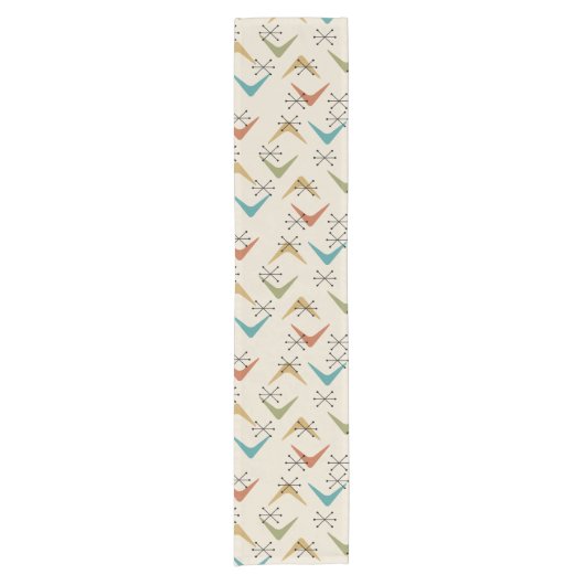 ミッドセンチュリーブーメラン数々のズスターバスト色 ショートテーブルランナー (正面)