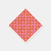 ミッドセンチュリーホタテのピンクとオレンジの花 スタンダードカクテルナプキン (角)