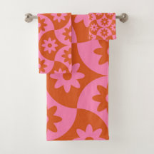 ミッドセンチュリーホタテのピンクとオレンジの花