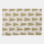 ミッドセンチュリーホリデーツリーパターン金ゴールド キッチンタオル (横)