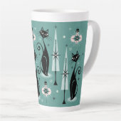 ミッドセンチュリーホリデームオアトミック子猫クリスマス カフェラテマグ (右アングル)