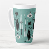 ミッドセンチュリーホリデームオアトミック子猫クリスマス カフェラテマグ (左アングル)