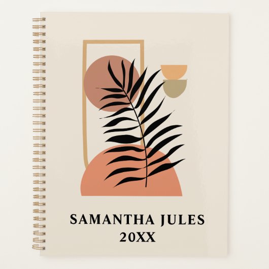 ミッドセンチュリーボタニカル抽象芸術テラコッタボホ プランナー手帳 (正面)