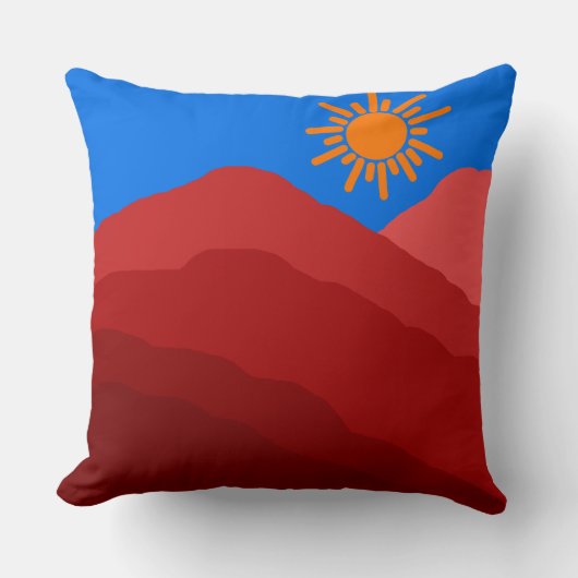 ミッドセンチュリーボホモダンホ抽象芸術赤い山 クッション (正面)