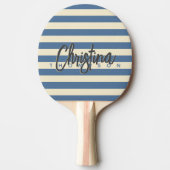ミッドセンチュリーポロカプリブルー絵を描名前 卓球ラケット (正面)
