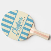 ミッドセンチュリーポロキャンディストライピングアクアスカイ名 卓球ラケット (横)