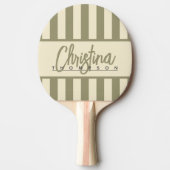 ミッドセンチュリーポロキャンディストライピングセージ牧草地名 卓球ラケット (正面)