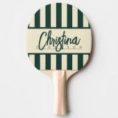 ミッドセンチュリーポロキャンディストライピングセージ緑の名前 卓球ラケット (正面)